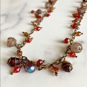 Crystal + Bead long garland necklace